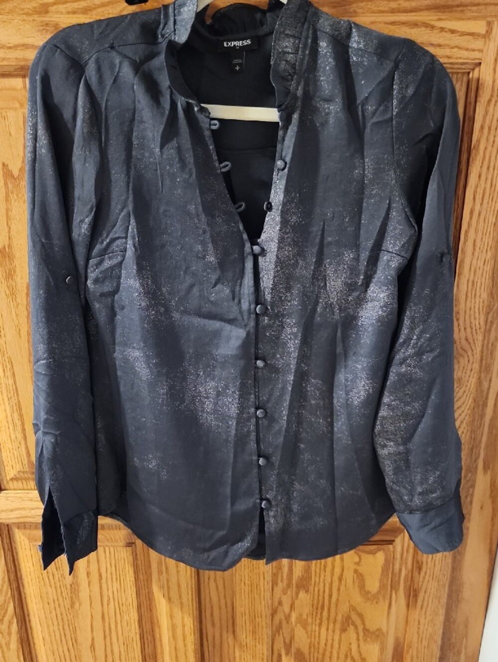 Express Portofino Black Shimmer Dress Shirt Size Small
